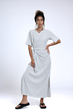 ⁦שמלת נטע קשירה פסים⁩ – תמונה ⁦4⁩