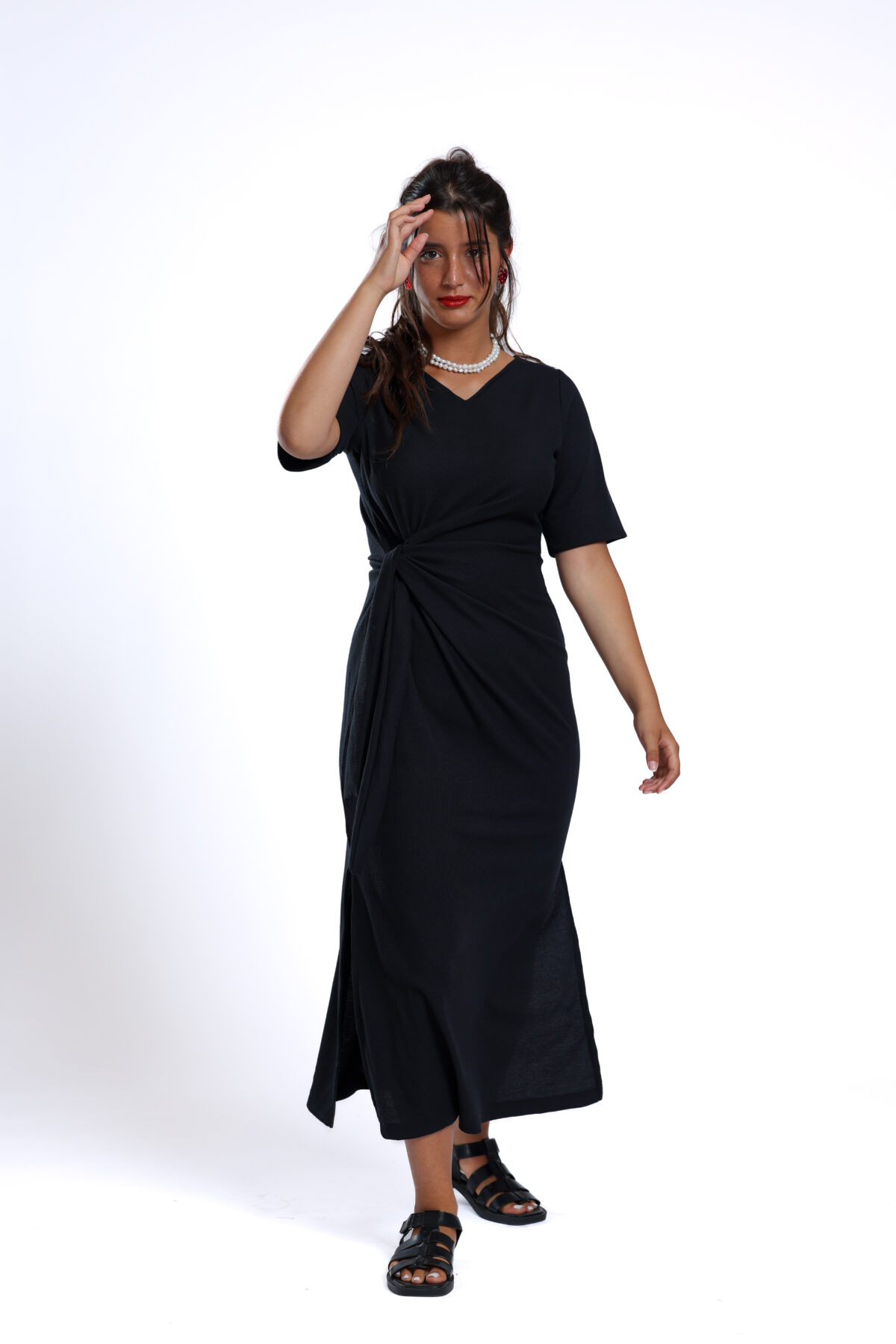 ⁦שמלת נטע קשירה שחור⁩ – תמונה ⁦3⁩