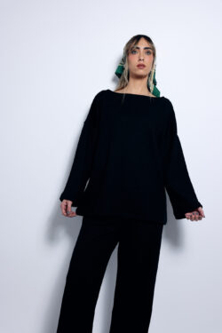 ⁦חולצת סריג שחורה⁩ – תמונה ⁦8⁩