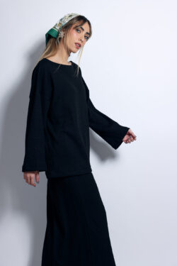 ⁦חולצת סריג שחורה⁩ – תמונה ⁦6⁩