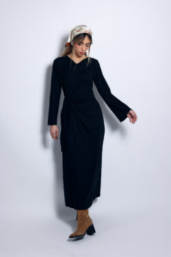 ⁦שמלת נטע קשירה שחורה⁩ – תמונה ⁦2⁩