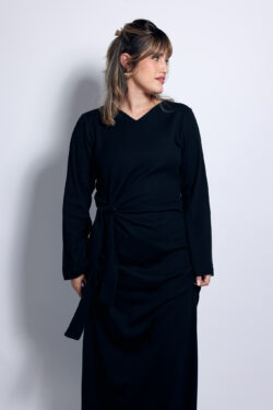 ⁦שמלת נטע קשירה שחורה⁩ – תמונה ⁦7⁩