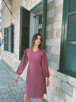 ⁦שמלת מעטפת נינה בורדו⁩ – תמונה ⁦3⁩