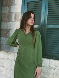 ⁦שמלת מעטפת נינה ירוקה⁩ – תמונה ⁦7⁩