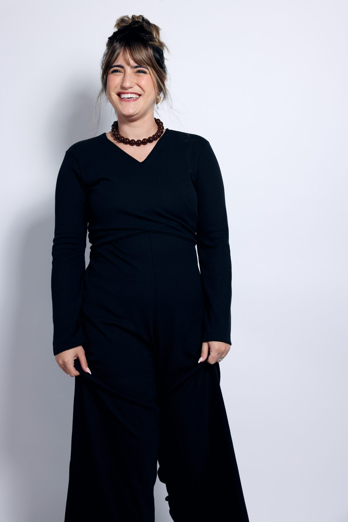 ⁦אוברול מעטפת סריג שחור⁩ – תמונה ⁦4⁩