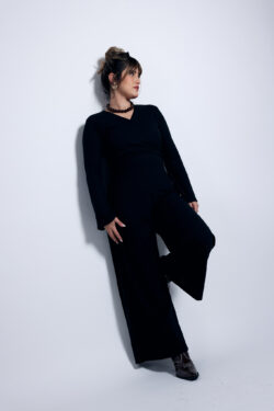 ⁦אוברול מעטפת סריג שחור⁩ – תמונה ⁦2⁩