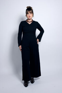 ⁦אוברול מעטפת סריג שחור⁩ – תמונה ⁦6⁩