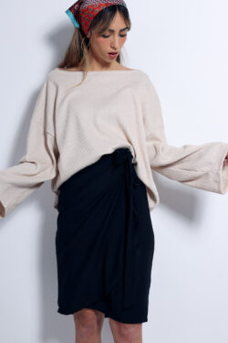 ⁦חצאית מעטפת שחורה⁩ – תמונה ⁦4⁩