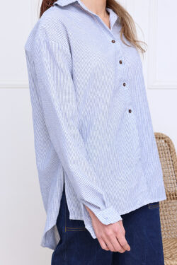 ⁦חולצת ראשית מכופתרת פסים⁩ – תמונה ⁦7⁩