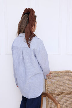 ⁦חולצת ראשית מכופתרת פסים⁩ – תמונה ⁦8⁩