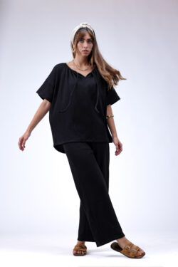 ⁦מכנס סריג נינה שחור⁩ – תמונה ⁦3⁩