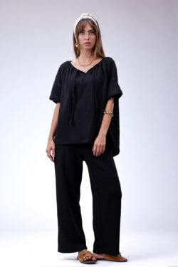 ⁦מכנס סריג נינה שחור⁩ – תמונה ⁦2⁩